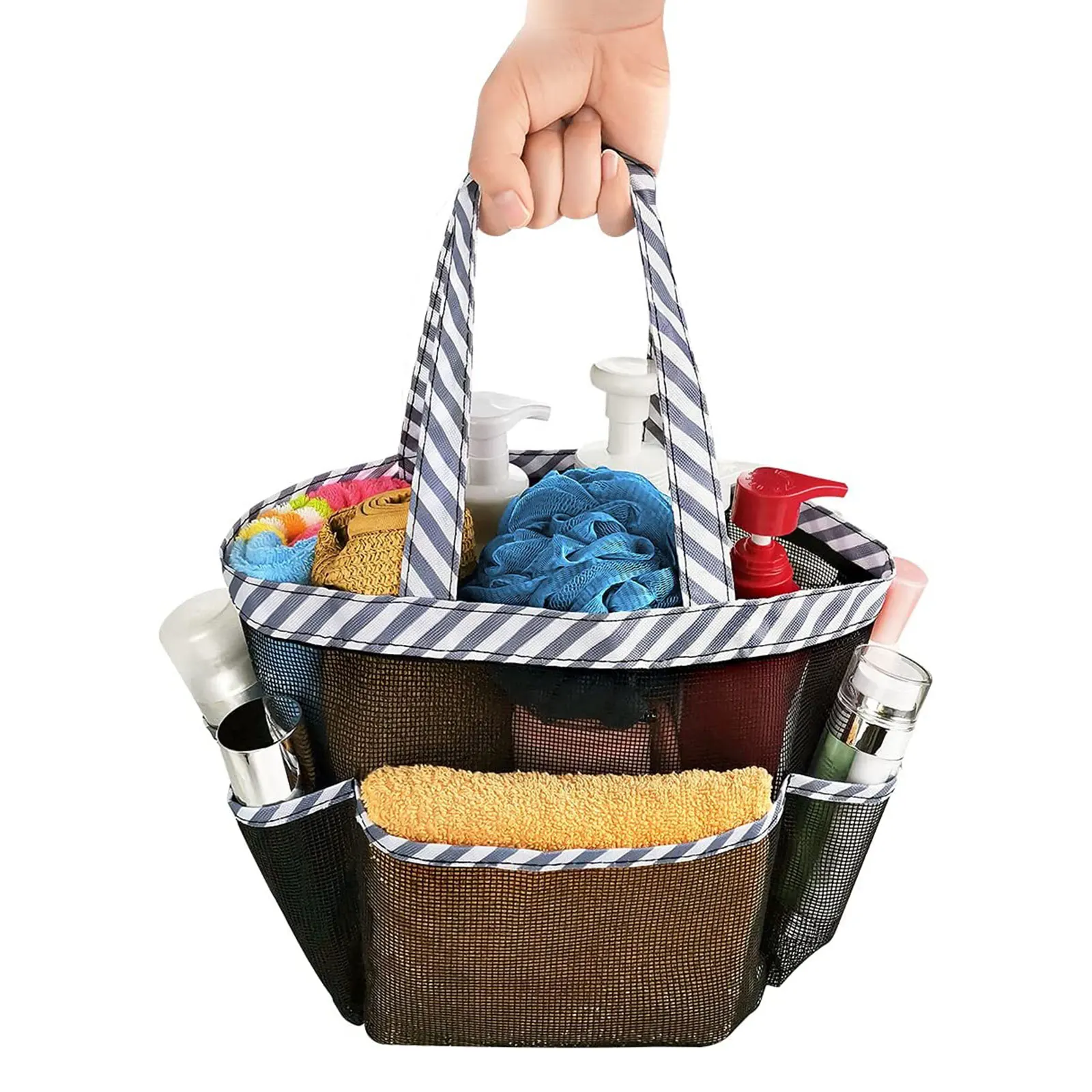 

8 Pocket Shower Basket Mesh Hanging Storage Bag Quick Dry Travel Kit Double Layer Organizer Clothes Shoe Tidy Pouch