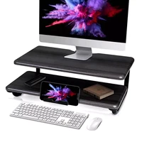 2 tiers computer monitor pc stand riser metal desk laptop stand organizer home office screen shelf monitor holder lapdesk 44lbs