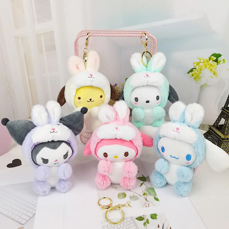 Sanrio Kawaii кролик Cinnamoroll плюшевая кукла брелок мелодия мягкий мультяшный Kuromi сумка