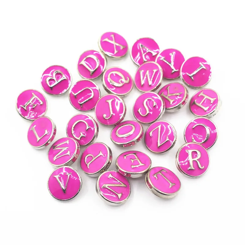 

26pcs/lot Pink A-Z Alphabet Snaps Button 12mm Snap Button Jewelry DIY Premium Sofa Shirt Button Jewelry