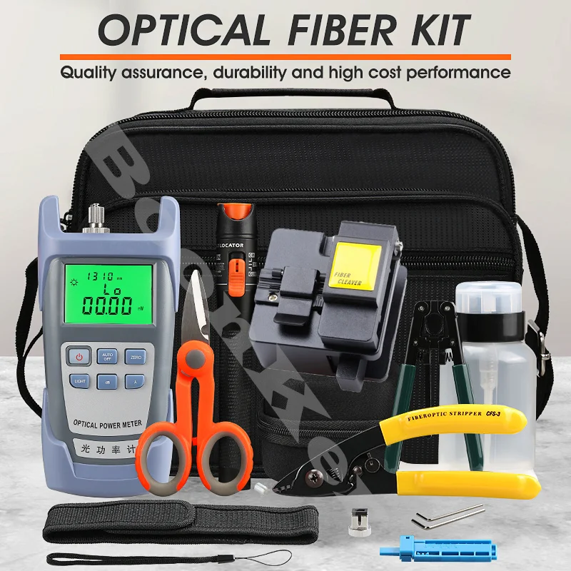 

16Pcs/lot Fiber Optic FTTH Tool Kit with HB-08 Fiber Cleaver Optical Power Meter 10mw Visual Fault Locator Wire Stripper