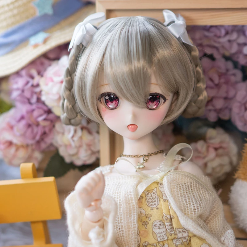 

Two-dimensional ACGN Doll Wig for 1/3 1/4 BJD Doll Lovely Anime Japanese Style Ponytail Short Wig for Doll DIY Cosplay Dress up