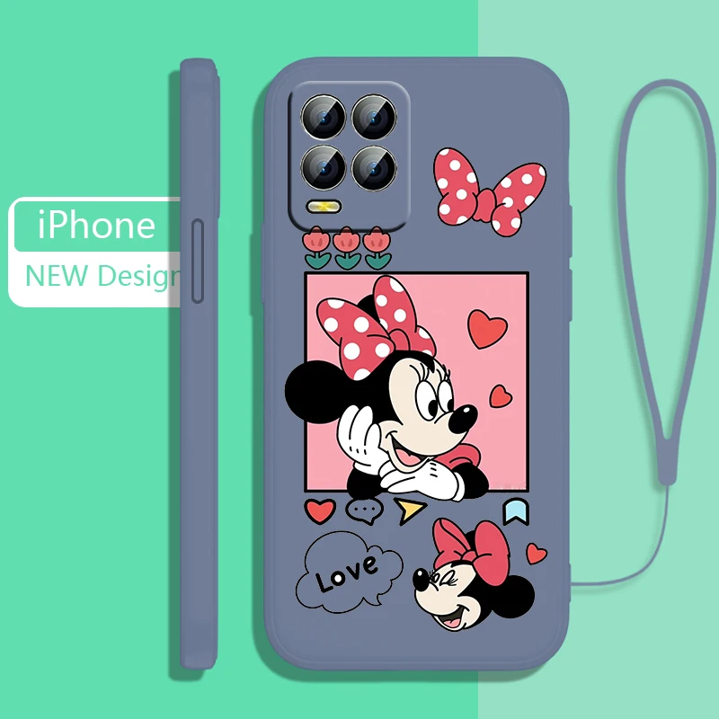 

Mickey mouse cute couple Phone Case For OPPO Realme GT Neo 3 2 Master 8 9 Narzo 50A 50i Reno 7 Liquid Rope Candy Cover Fundas