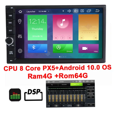 Автомагнитола Bonroad 2DIN, 7 дюймов, Android 10, 4 Гб + 64 ГБ, 2 Гб + 32 ГБ, GPS-навигация для Nissian/Toyato/Qashqai/ X-Trail/Hilux/k2/Vw - изображение