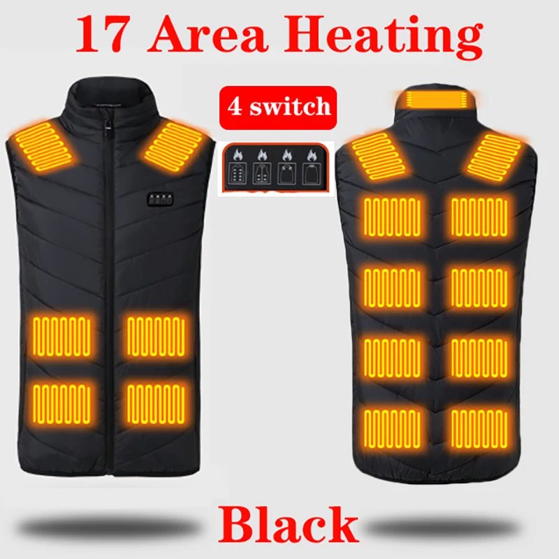 2/4/9/13/17 multi-zone heating Fast Heated Vest men/women Winter Outdoor Hunting Heated Jackets Plus Size S-6XL Heating Vest