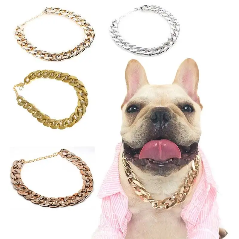 

1Pcs Pet Plastic Collar Detachable Golden Dog Chain Cat Collar Bib Animal Decorations Pet Accessories 36CM For Small Large Dogs