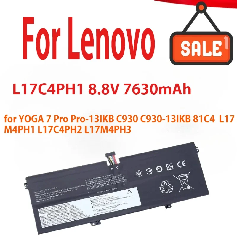 Фото 8,8 В 7630 мАч Аккумулятор для ноутбука L17C4PH1 для Lenovo YOGA 7 Pro Pro-13IKB C930 C930-13IKB 81C4 L17M4PH1 L17C4PH2 L17M4PH3 №1