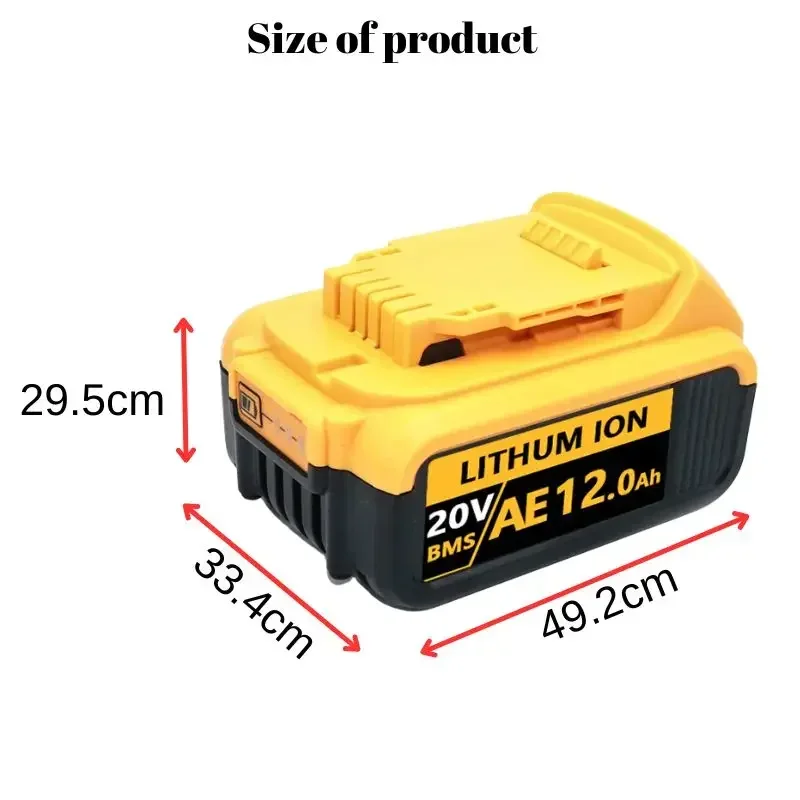 Литиевая сменная батарея DCB200 20 в 12 0 Ач для Dewalt 18 DCB184 DCB182 DCB180 DCB181 DCB206