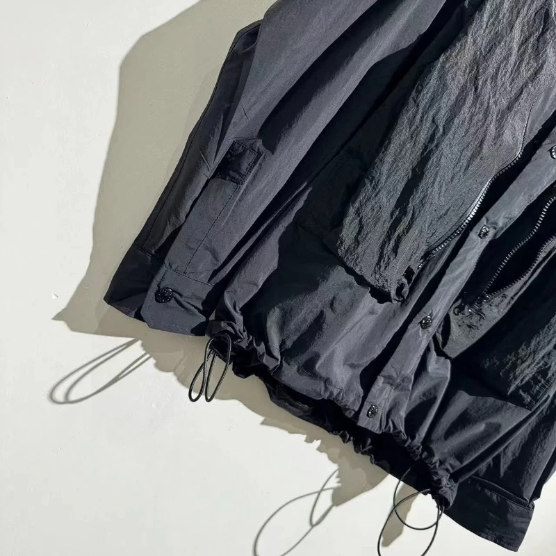 24AW новые зимние куртки с воротником рубашки мужские на шнурке мужская зимняя