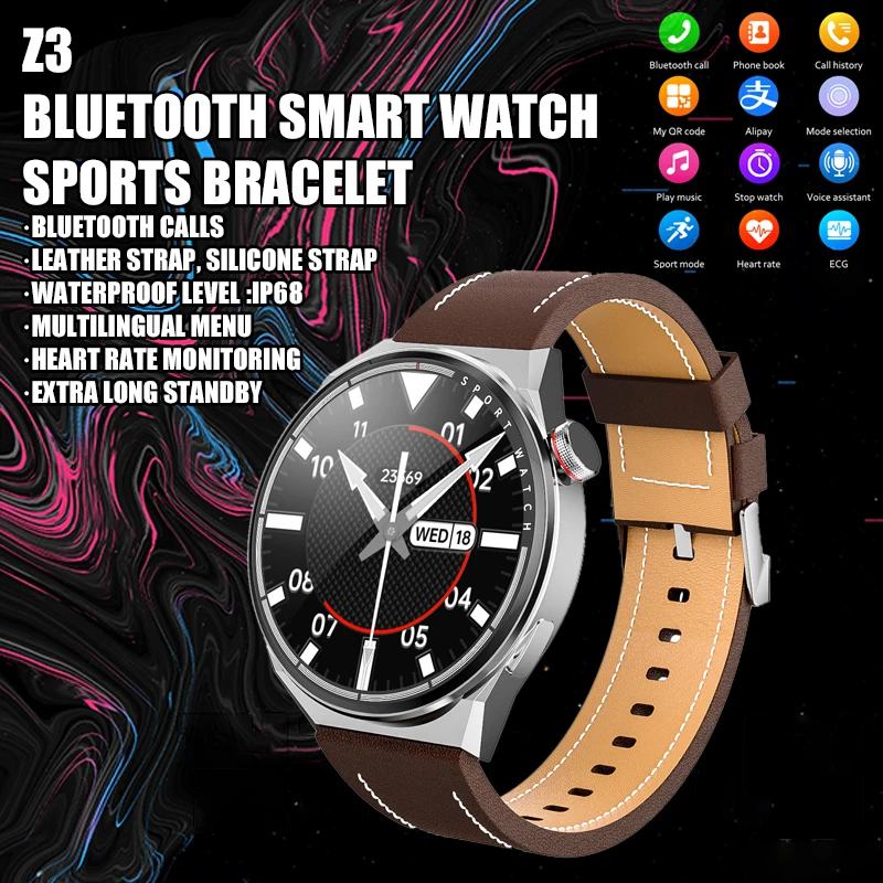 

ZORDAI Z3 Smart Watch 2023 1.45" HD Screen Bluetooth Call NFC ECG IP68 Waterproof Alloy Smartwatch Sport Fitness For Men Women