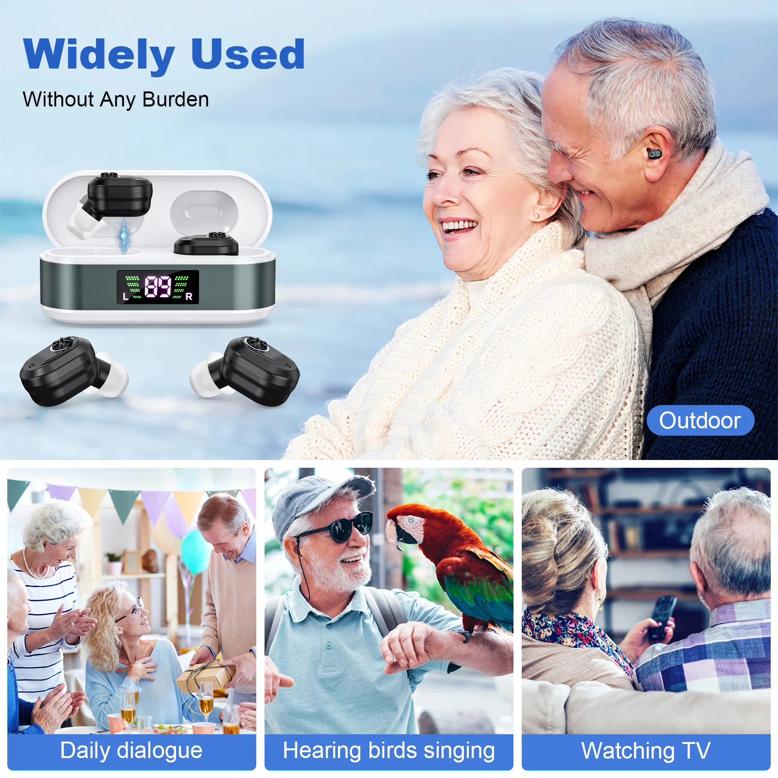 Цифровой слуховой аппарат с шумоподавлением для пожилых людей перезаряжаемый CIC