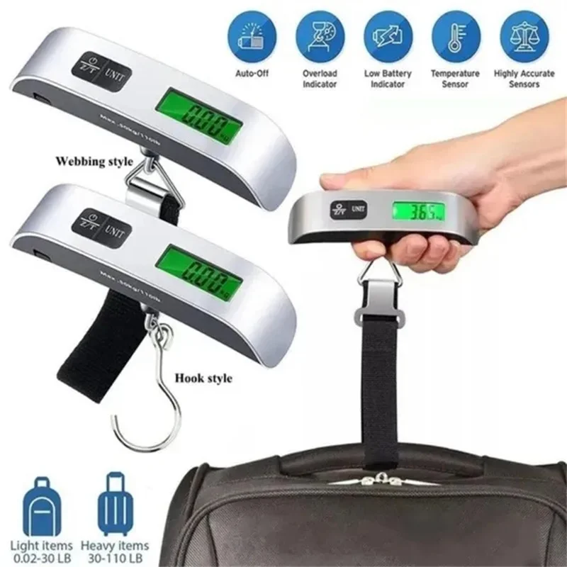 

Luggage Scales Travel Electronic Digital Scale Scale 110lb/50kg Portable Baggage Backlight Hanging Suitcase Luggage Display