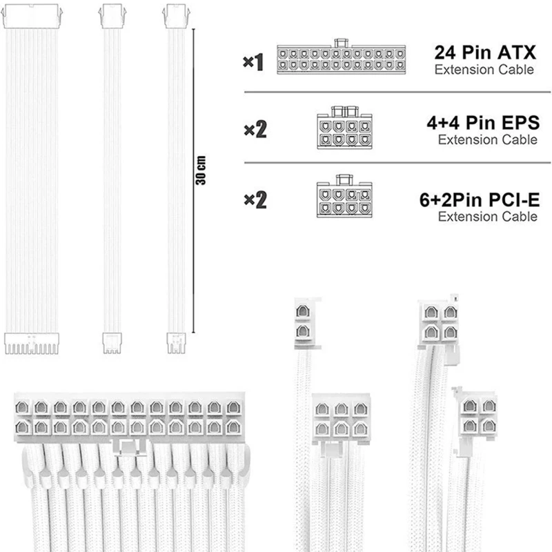 

D0UA 4 мм рукав Премиум 1x24Pin, 2x4 + 4(8Pin) CPU EPS, 2xpcie 6 + 2P GPU компьютер базовый PSU удлинитель Кабель Комплект удлинитель питания