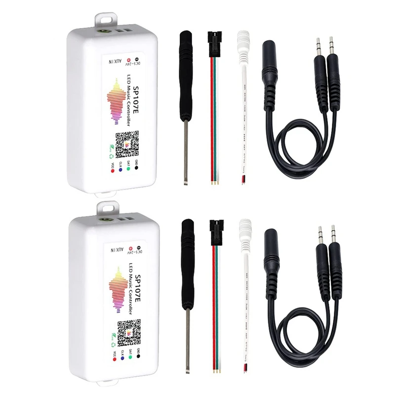 

SEWS-2Pcs SP107E LED Controller Bluetooth Pixel IC SPI Music By Phone APP For WS2812 SK6812 RGBW APA102 Strip DC5-24V