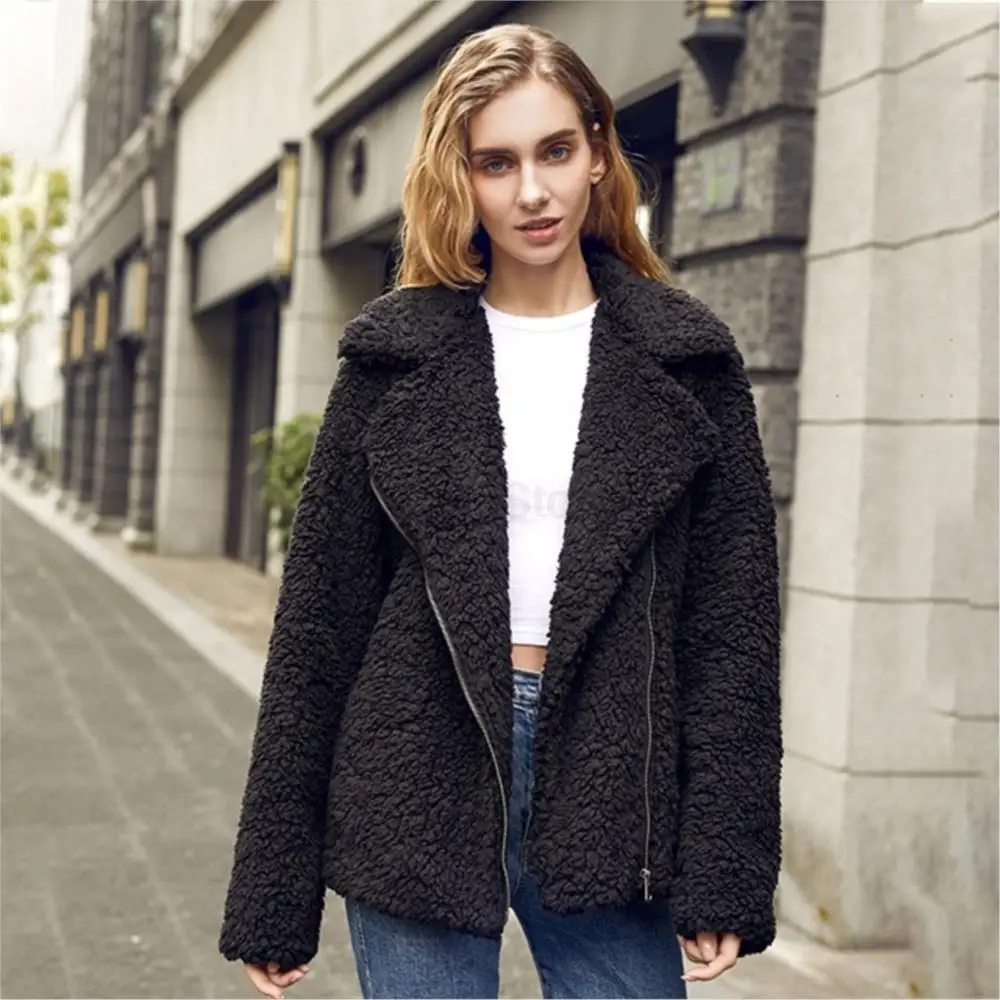 Winter Warm Women Real Fur Coat Soft Simple Fashion Designer Real Fur Lined Coat Casual Teddy Pure Color With Pockets Jacket