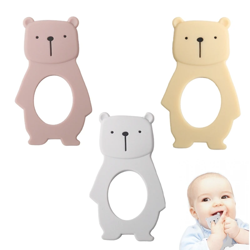

1pcs Baby Animal Silicone Teethers Food Grade Rattle Cartoon Bear Nursing Teething Children's Accessories Silicone Teether Gifts