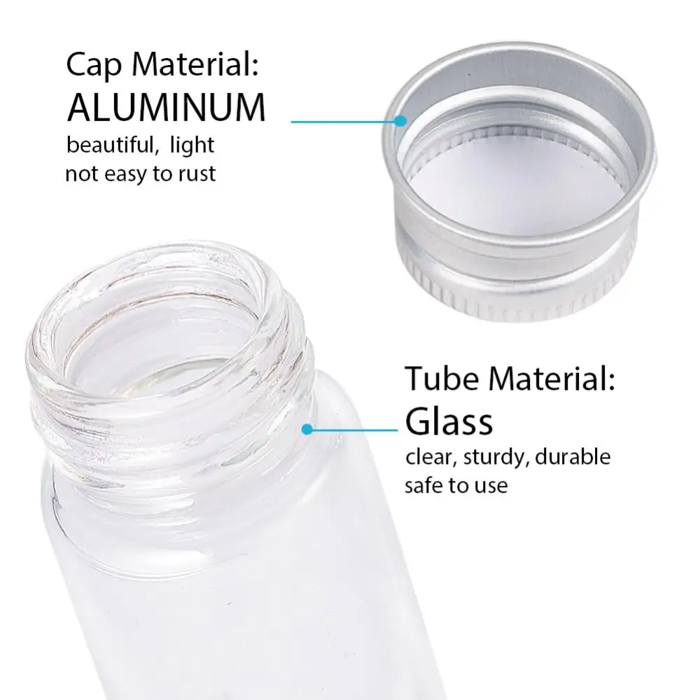 15ml Small Clear Glass Bottles with Screw Aluminum Cap Empty Sample Jars for Jewelry Beads Containers Spice Candy Crafts Vials