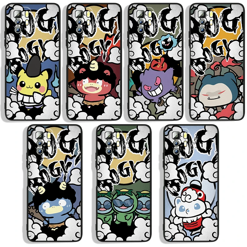 

Cute Pokemon Pikachu Phone Case For Xiaomi Redmi Note 10 10S 10T 10ProMax 11 11S 11T 11E Lite Pro 5G 4G Black luxury Silicone