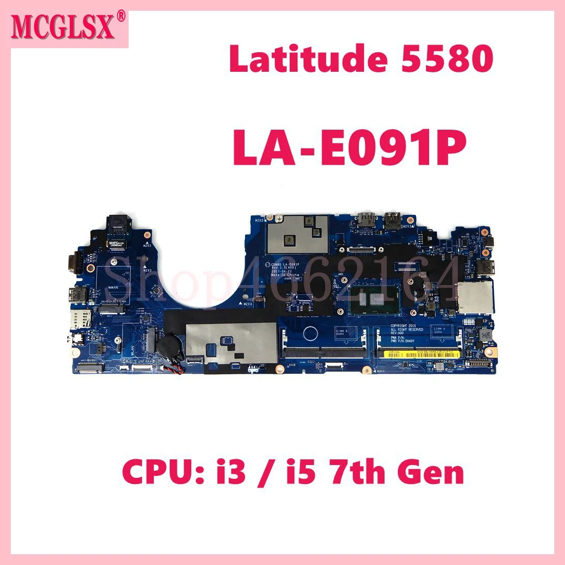 

CDM80 LA-E091P CPU: i3 / i5-6th or 7th Gen Notebook Mainboard Dell Latitude 5580 E5580 Laptop Motherboard 100% Tested OK