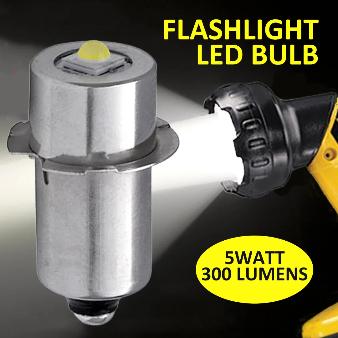 

1pc 18V 5Watt LED Flashlight Light Bulb P13.5S Replacement Lamp Torch Bulb 6000k White Light Durable Flashlight Bulb