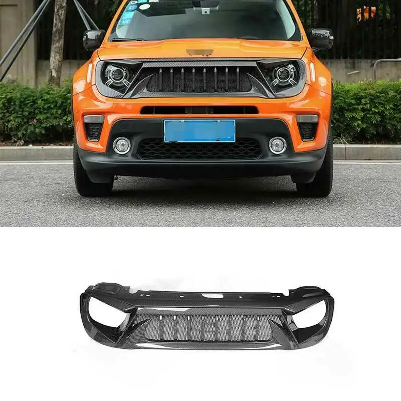 

Fit For Jeep Renegade 2019-2021 Carbon Fiber Bird Front Center Mesh Grille Grill