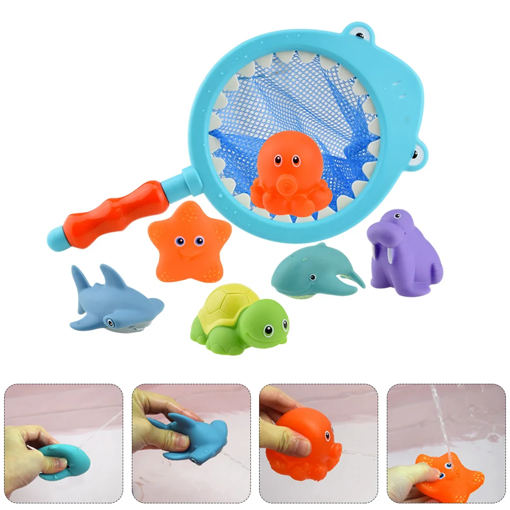 

7 Pcs Children's Bath Toys Squeaky Baby Shower Take Floating Squirter Kids Bathing Plastic Water Sprinkling Bathroom games