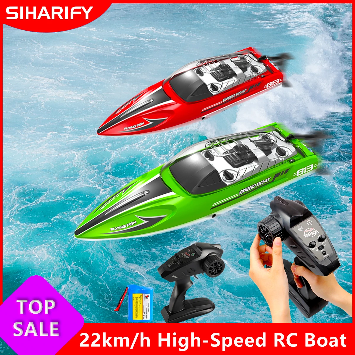 

High Speed RC Boat Electric Electric Motor Boat 22km/h Ship Models Boy's Toy For Children Radio Control Speedboat Steerable Boat