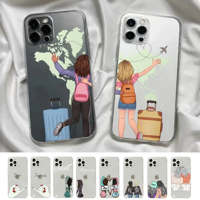 

Girls Bff Best Friends Forever Phone Case for iPhone 11 12 13 mini pro XS MAX 8 7 6 6S Plus X 5S SE 2020 XR clear case