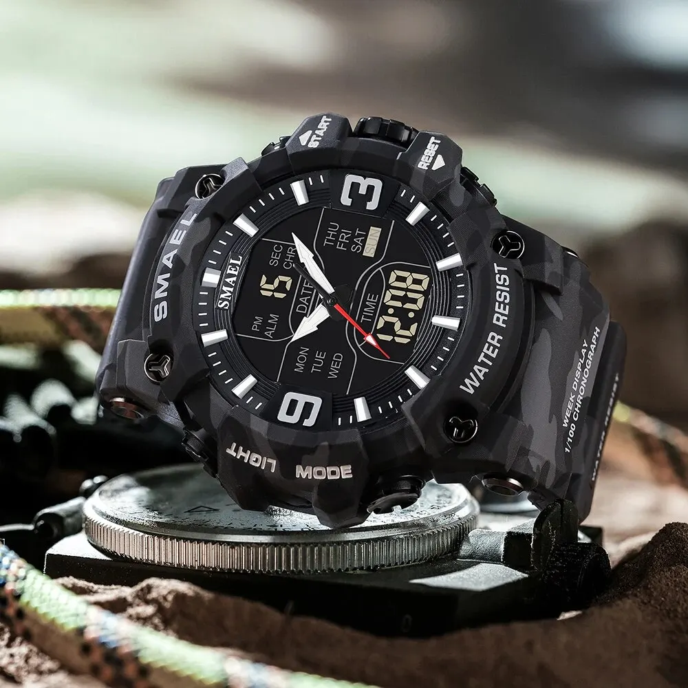 SMAEL 8049MC Камуфляж новый стиль цифровые водонепроницаемые спортивные часы мужские
