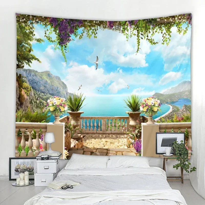 Европейский коридор пейзаж настенный гобелен пляжный обои пляжная печать