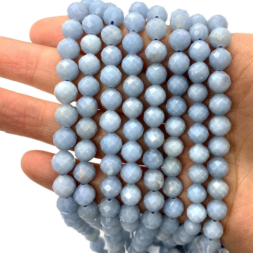 

Natural Stone Bead Faceted Round Angel Stone Beads Charms for Jewelry Making DIY Bracelets Necklace Earrings Beads Accessories