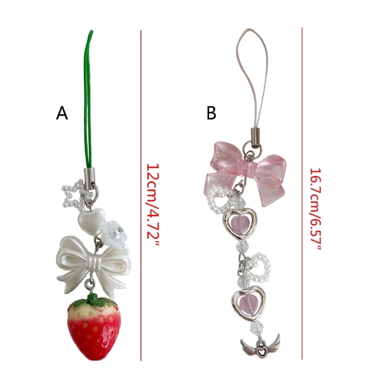 Ювелирные изделия для телефона с клубникой ручной работы брелок из смолы бантом