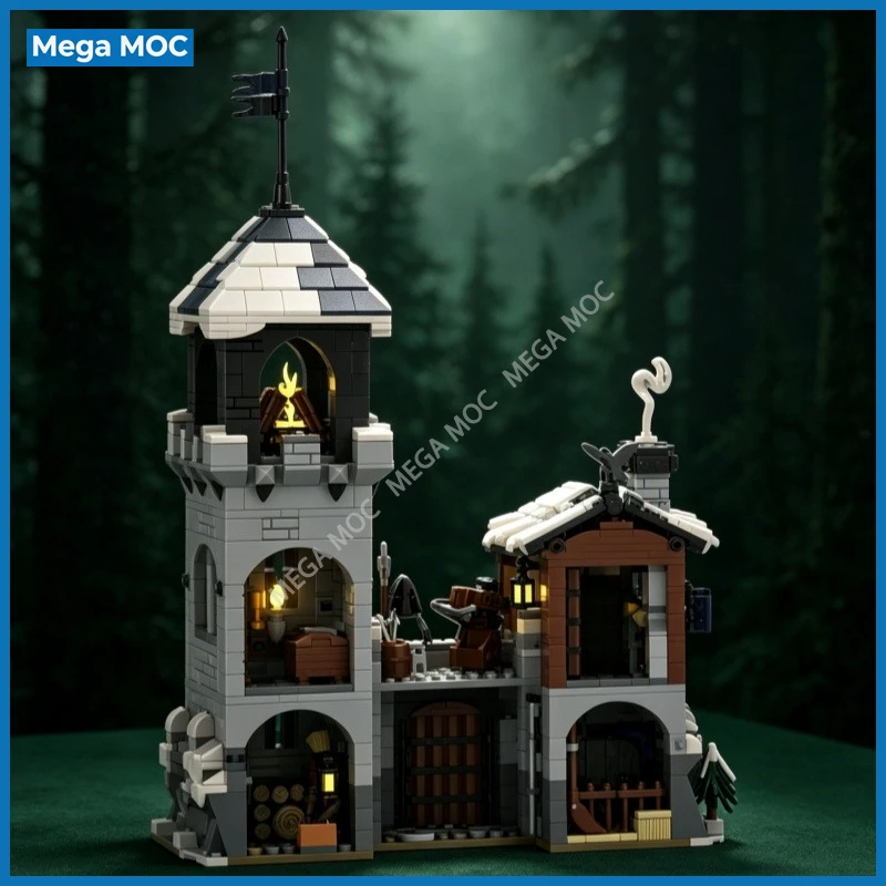 Фото Модульный конструктор Shadow Hawk Beacon MOC: Средневековая сторожевая вышка, сцена с гарнизоном, игрушка для сборки №1