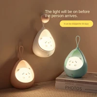 cute animal led night light induction control human body induction light childrens bedroom usb charging silicone wall light