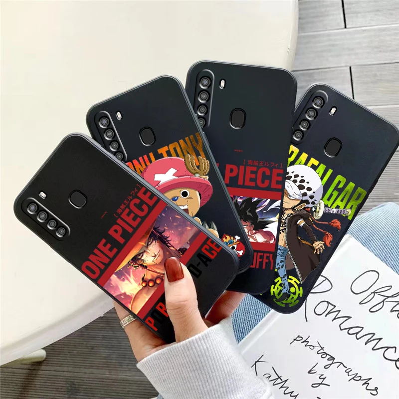 

Japanese Anime ONE PIECE Phone Case For Samsung Galaxy A01 A02 A10 A10S A20 A31 A22 4G 5G Funda Silicone Cover Back Black