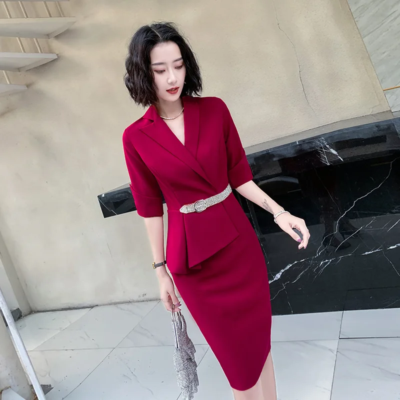 2021 Spring Summer Office Dresses For Ladies Pencil Dress Suit Black Women Elegant Formal Business Casual Work Oversize XS-XXL