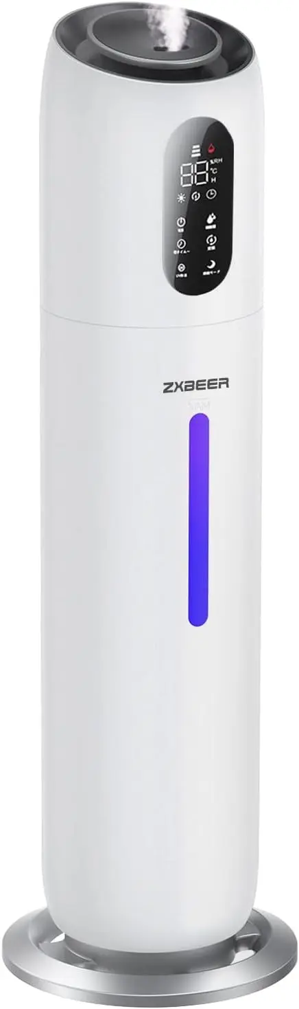 

for Bedroom Large Room, ZXBEER 9L Top Fill Ultrasonic Humidifier with 360° Nozzle 7 Color Light Auto Shut-Off, 3 Modes Run Up t