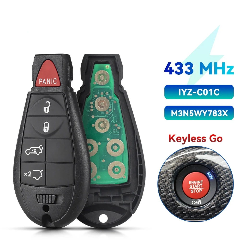 

KEYYOOU 433 МГц ID46 7945 /7953 дистанционный автомобильный БЕСКЛЮЧЕВОЙ Go для Jeep Grand Cherokee Chrysler Town & Country 300 Dodge Caravan 1YZ-C01C