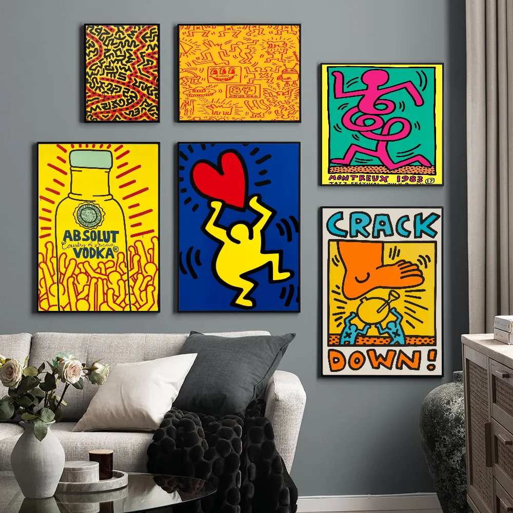 K-Keith Color Art H-Haring Classic Vintage Posters Room Home Bar Cafe Decor Nordic