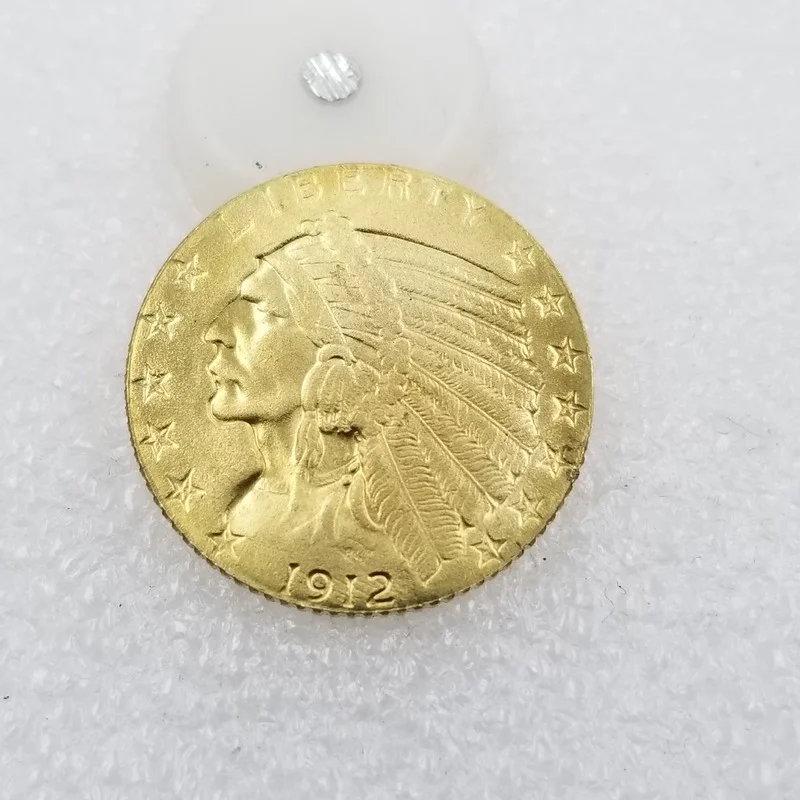 

American 1912 S Version 5 Dollars Brass Gold-plated Commemorative Collectible Coin Gift Lucky Challenge Coin