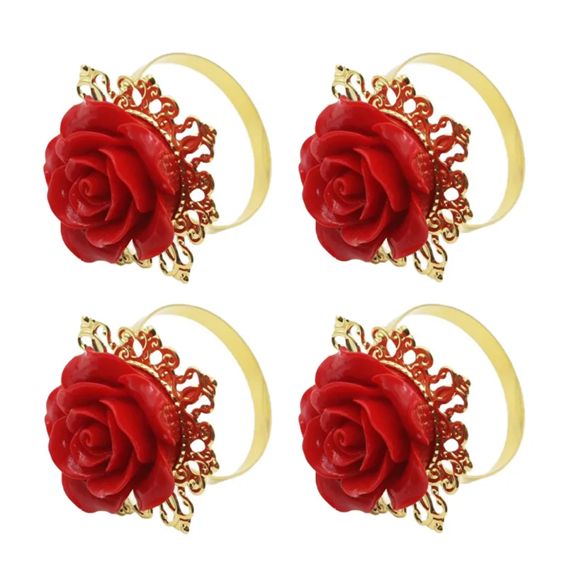 Кольца для салфеток ZMASEY, золотые розы, 4/6 шт