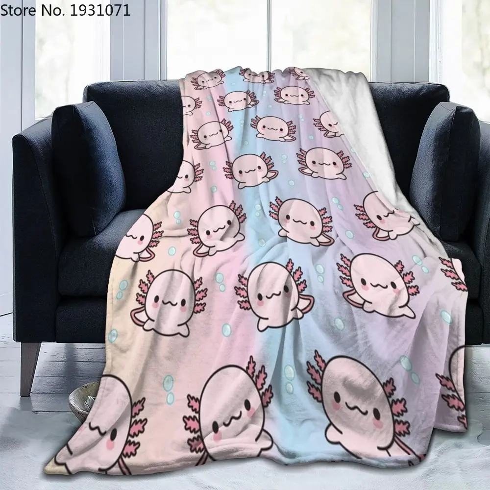 

Милое 3D фланелевое одеяло Axolotl, тонкое фланелевое одеяло с саламандой в виде животного, портативное одеяло для дома, путешествий, офиса