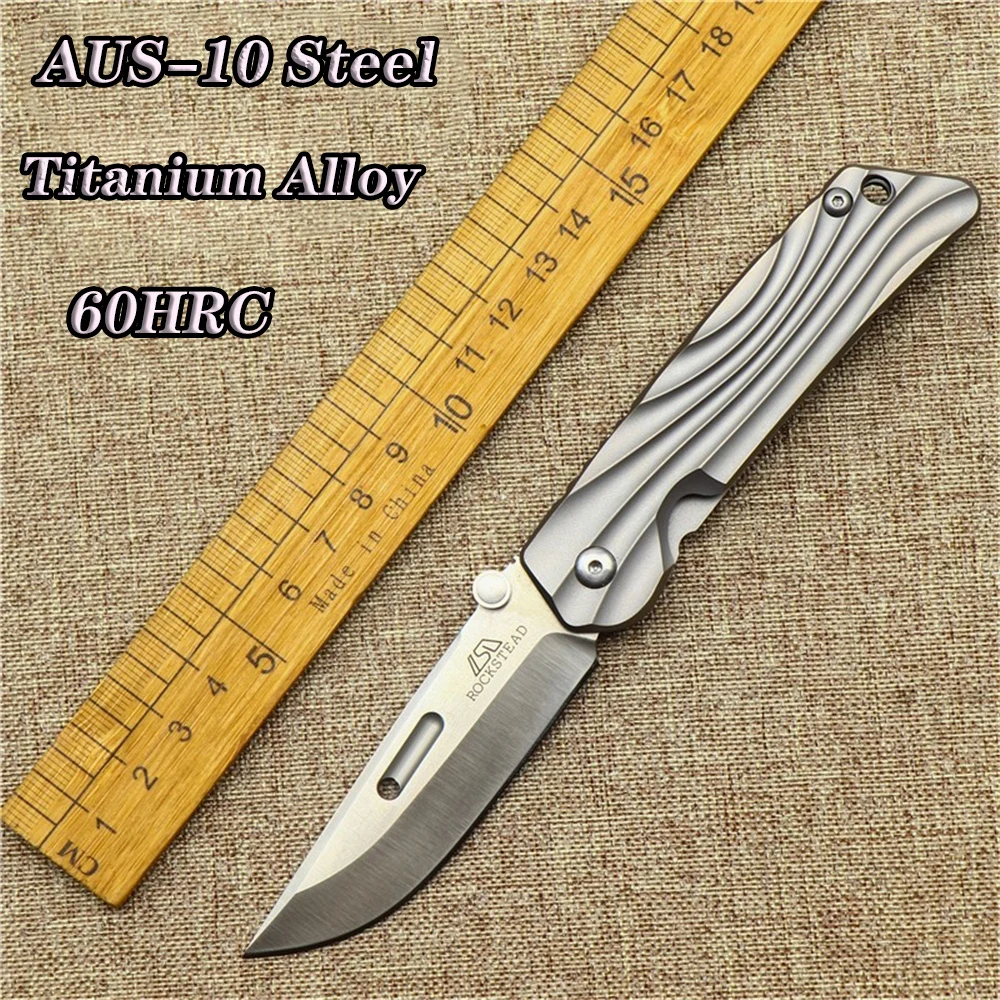 

Rockstead Hizen-tic Folding Knife Outdoor Camping Survival Hunting Knife Titanium Alloy Handle AUS10 Blade Sharp Tactical EDC