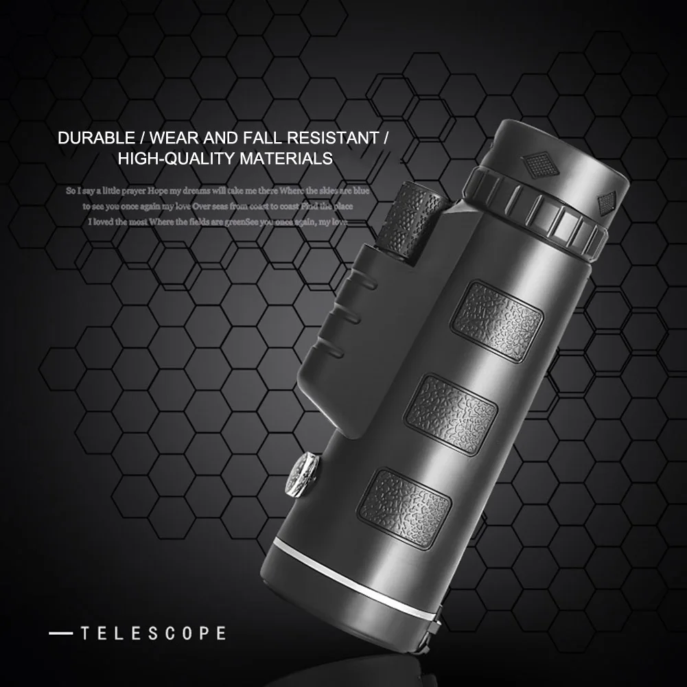 

Waterproof 40X60 FMC HD Monocular High Power Low Light Night Vision Handheld Telescope Phone Clip for Camping Travel Fishing