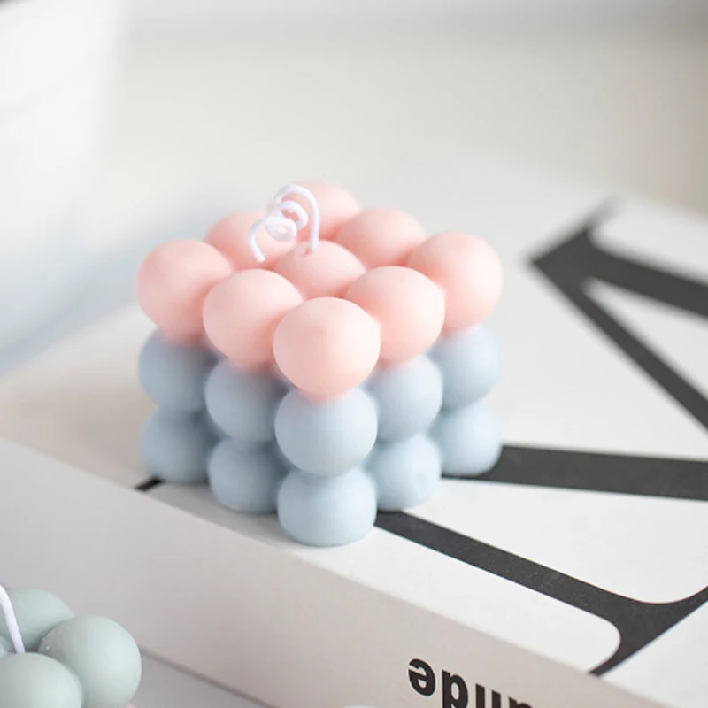 Силиконовая форма для свечей кубической формы с пузырьковым дизайном выпечки