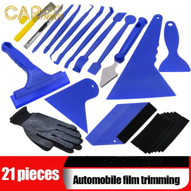 

1 Set Auto Felt Squeegee Scraper Universal Car Film Trimming Tool Kit Plug Edge Durable Car Clothing Gap Scraper Tool 21pcs/set