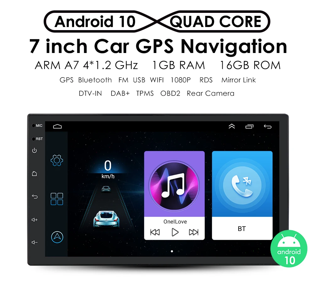 

2Din Android 9.0 Car Radio Stereo Multimedia Player GPS Navi For Universal TOYOTA Nissan Kia RAV4 FJ CRUISER ALPHARD WIFI OBD BT
