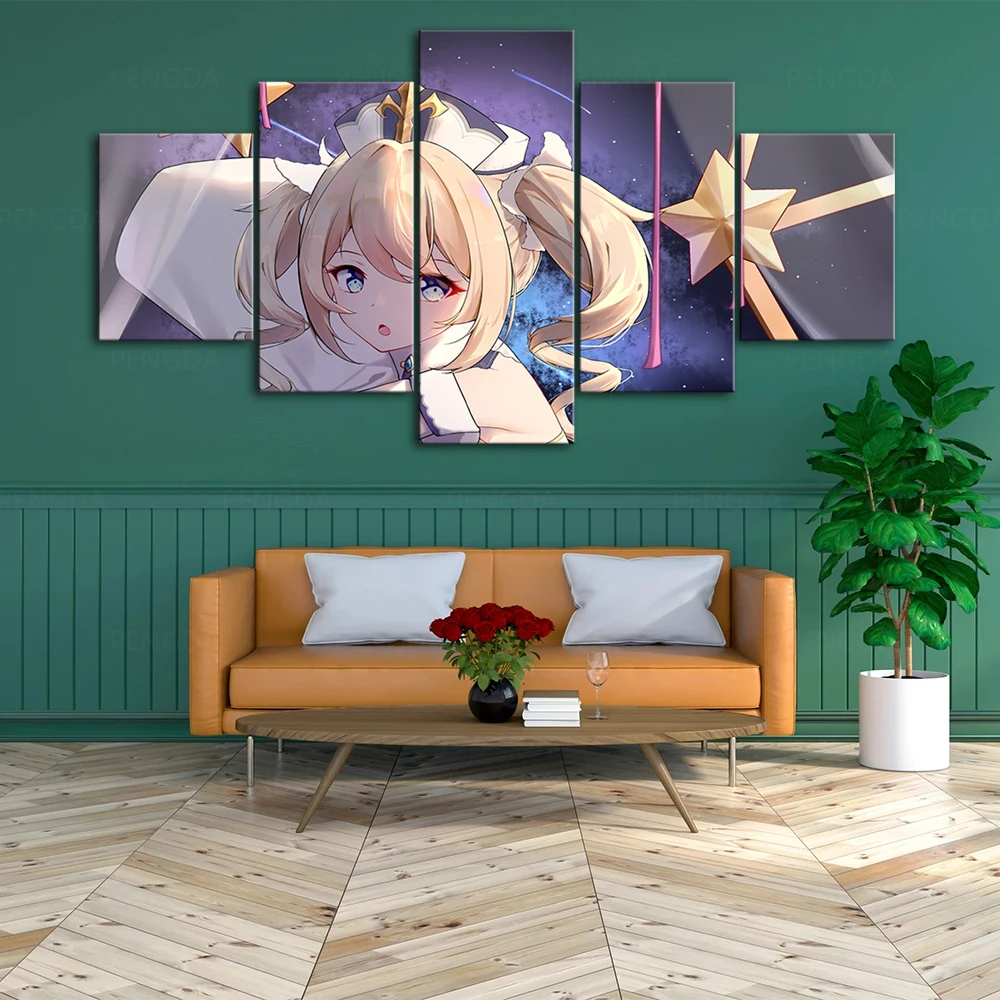 

Wall Art 5 Pcs Poster Genshin Impact Modular Adventure Game Pictures HD Print Canvas Painting Home Decoration Living Room Frame
