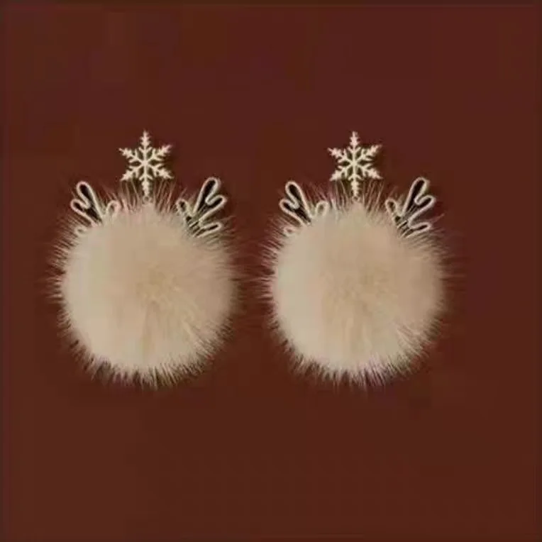 Рождественские осенне-зимние длинные модные серьги с шариком лося