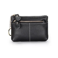 new women genuine leather zipper coin purse female top layer cowhide leather card holder ladies clutch wallets keychain pouch
